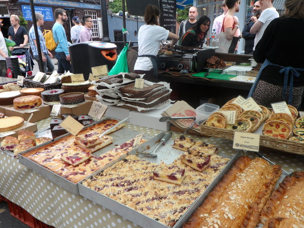 Freshly baked food at the Broadway Market in London