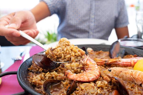 Seafood paella