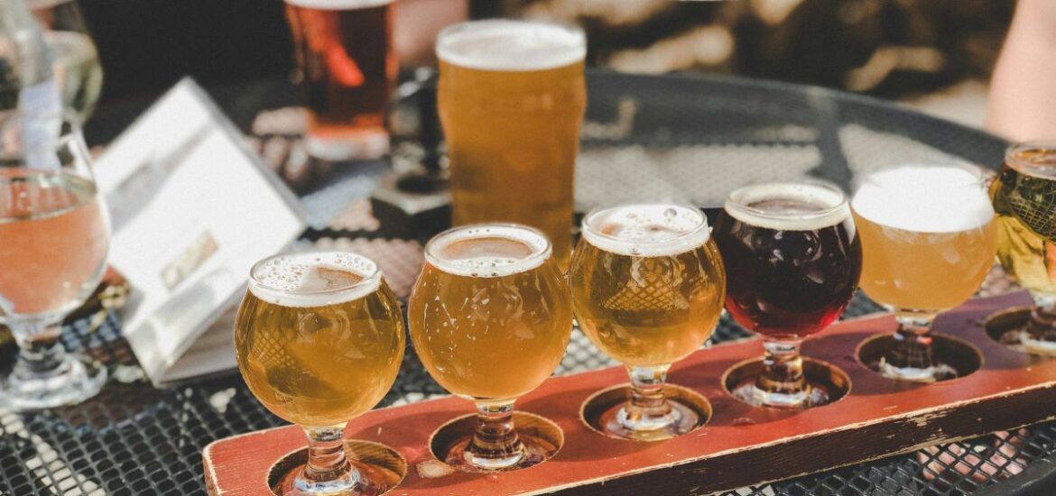 People sampling craft beer in Amsterdam.