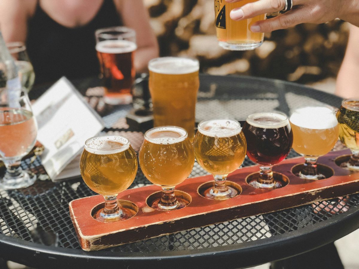 People sampling craft beer in Amsterdam.