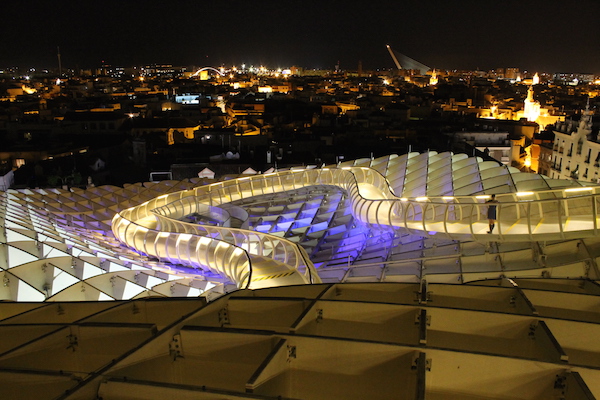 One of the most incredible things to do in Seville at night is to take in the views of the city at night, preferably from up above!