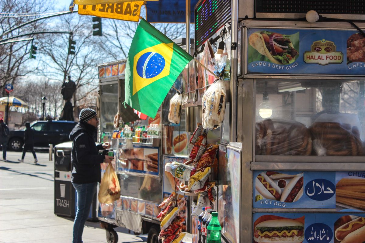 Man ordering food from food truck.