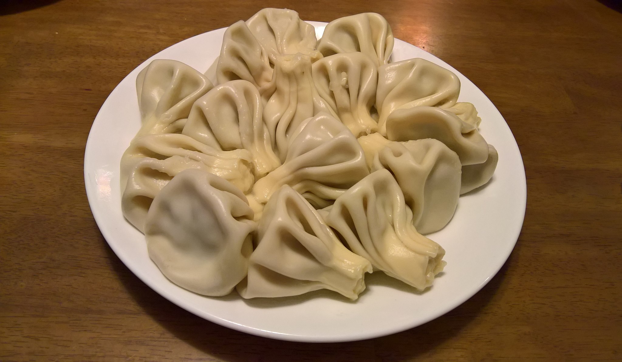 Khinkali Georgian dumplings on white plate